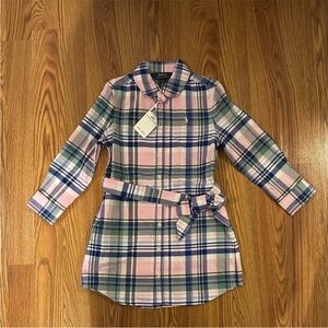 Polo by Ralph Lauren Pink, Navy & Green Plaid Shirt Dress